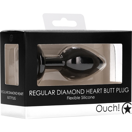 DIAMOND HEART BUTT PLUG - REGULAR - BLACK image 1