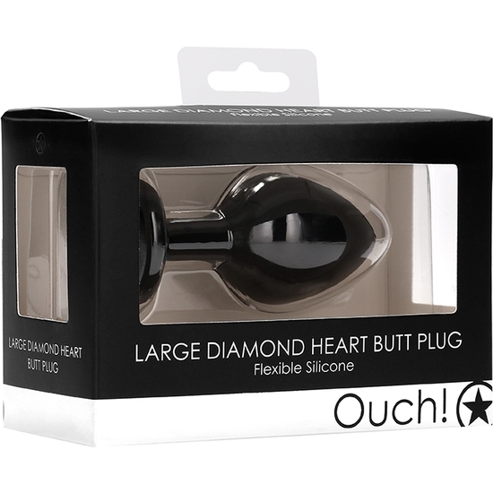 DIAMOND HEART BUTT PLUG - LARGE - BLACK image 1