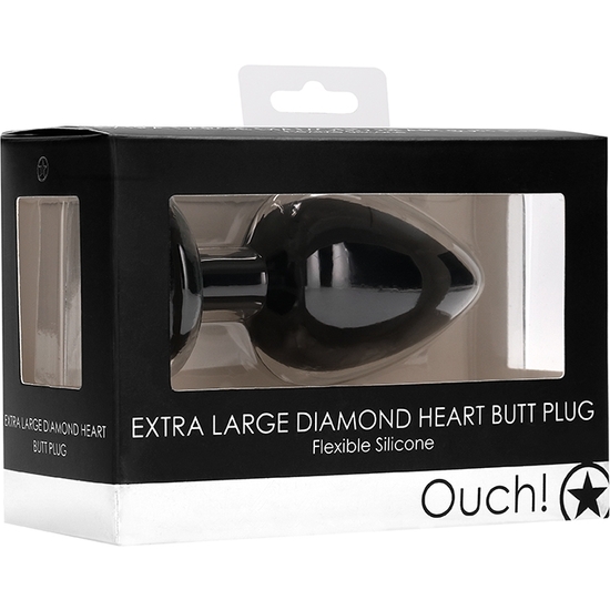 DIAMOND HEART BUTT PLUG - EXTRA LARGE - BLACK image 1