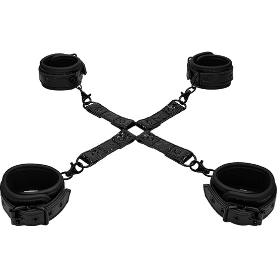 OUCH LEATHER HAND AND LEG CUFFS BLACK image 1