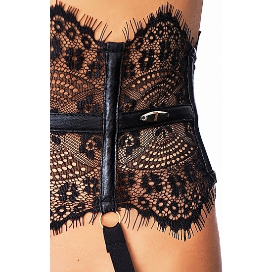 CAMPANA ELEGANT LACE GARTERBELT WITH STOCKINGS - BLACK image 2