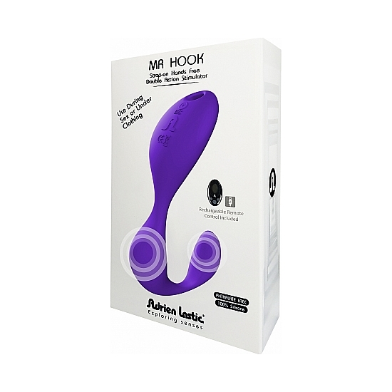 MR. HOOK HANDS FREE VIBRATOR WITH REMOTE - PURPLE image 1