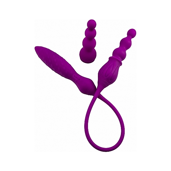 DOUBLE ENDED VIBRATOR 2X WITH REMOTE - PURPLE image 2