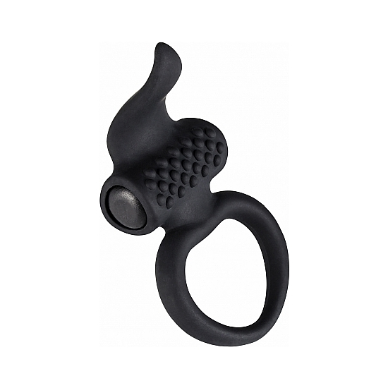 LINGUS COCK RING WITH VIBRATING TONGUE - BLACK image 0