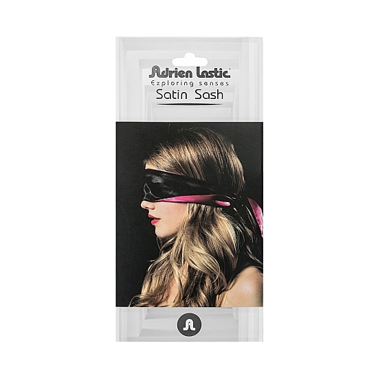 SATIN SASH BLINDFOLD - BLACK / PINK image 1