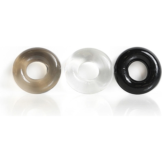 TRIPLE PLAY COCK RING - BLACK - GRAY - CLEAR image 0