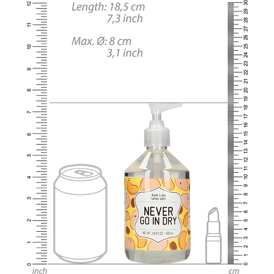 ANAL LUBE - NEVER GO IN DRY - 500 ML image 1