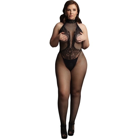 LE DESIR FISHNET AND LACE BODYSTOCKING - BLACK image 0