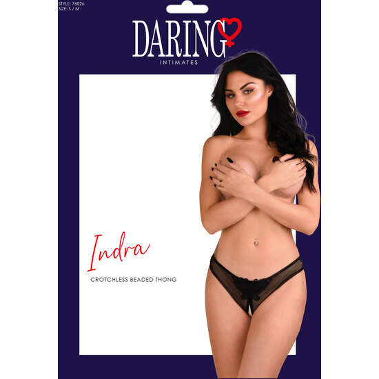 DARING INDRA CROTCHLESS BEADED THONG-BLACK image 2