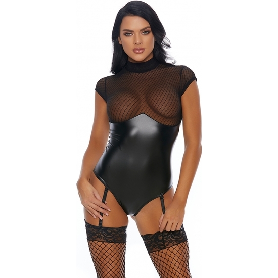SULTRY VIXEN TEDDY WITH GARTER STRAPS BLACK image 0