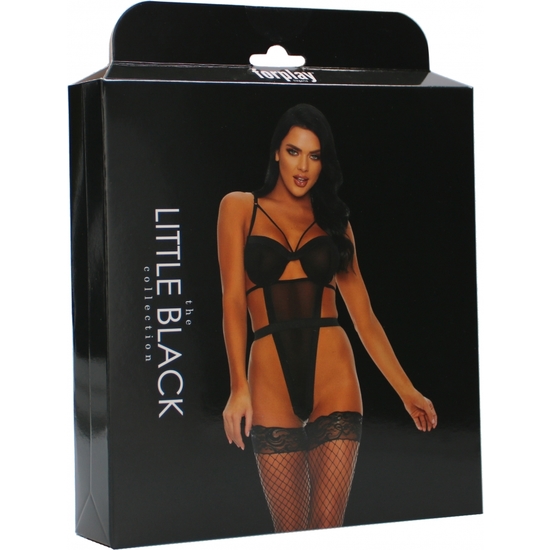 A SHEER THING CHEMISE WITH GARTER STRAPS AND PANTY BLACK image 2