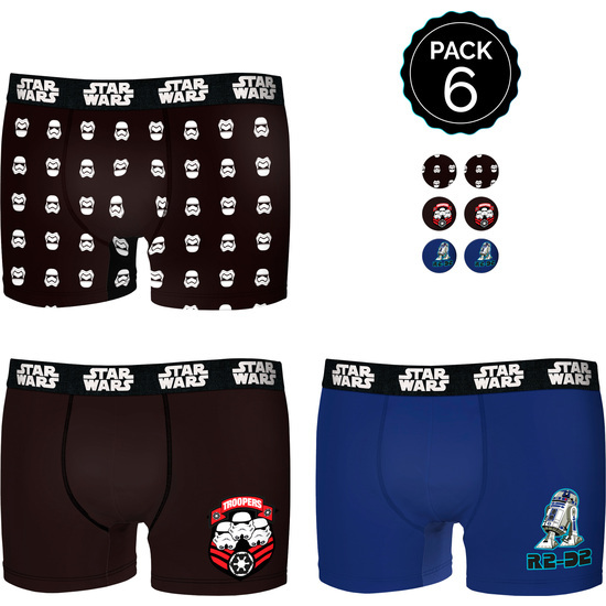 SET DE 6 BOXERS INFANTIL STAR WARS 35% ALGODÓN / 65 POLIÉSTER DISEÑOS VARIADOS image 0