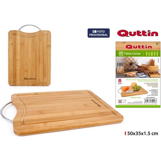 TABLA CORTAR BAMBU/MET. 50X35X1.5CM QUTTIN image 0