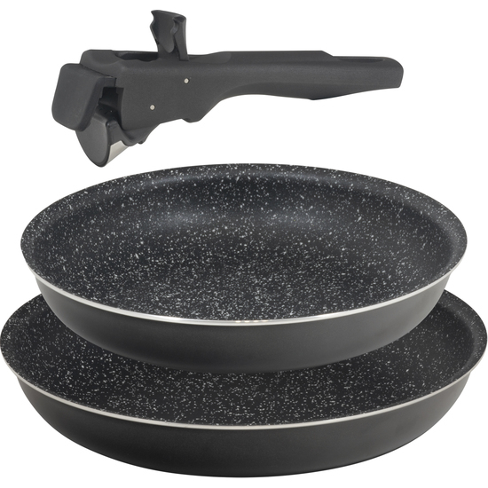 SET 2 SARTENES 24 + 28 CM CLICK AND COOK BLACK CON MANGO CLICK AND COOK image 0