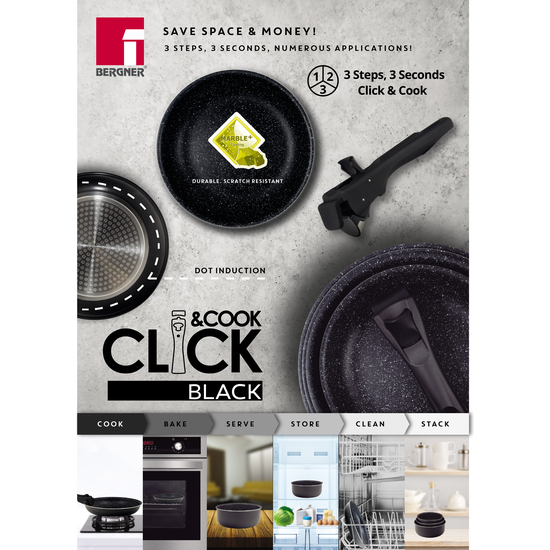 SET 2 SARTENES 24 + 28 CM CLICK AND COOK BLACK CON MANGO CLICK AND COOK image 4