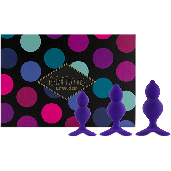 FEELZTOYS - BIBI TWIN BUTT PLUG SET 3 PCS PURPLE image 0