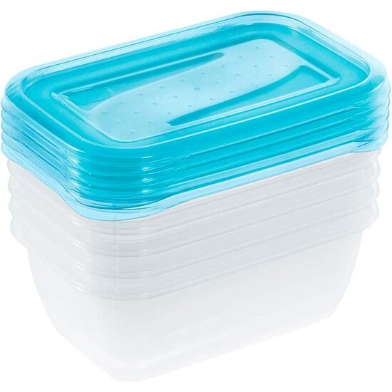 SET DE 5 FIAMBRERAS, 5 X 500 ML, 15,5 X 10,5 X 6 CM, FREDO FRESH, AZUL TRANSPARENTE image 1
