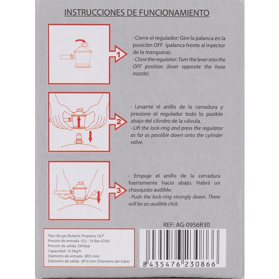 REGULADOR PARA BUTANO 30G/CM2 ALGON image 2